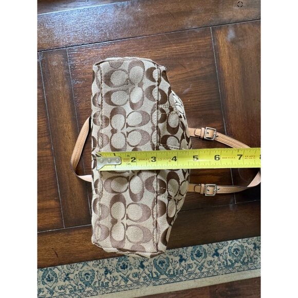 Coach Hamptons Signature Lunch Tote Purse Fabric Shoulder Bag Khaki Logo F15664 - Picture 12 of 12